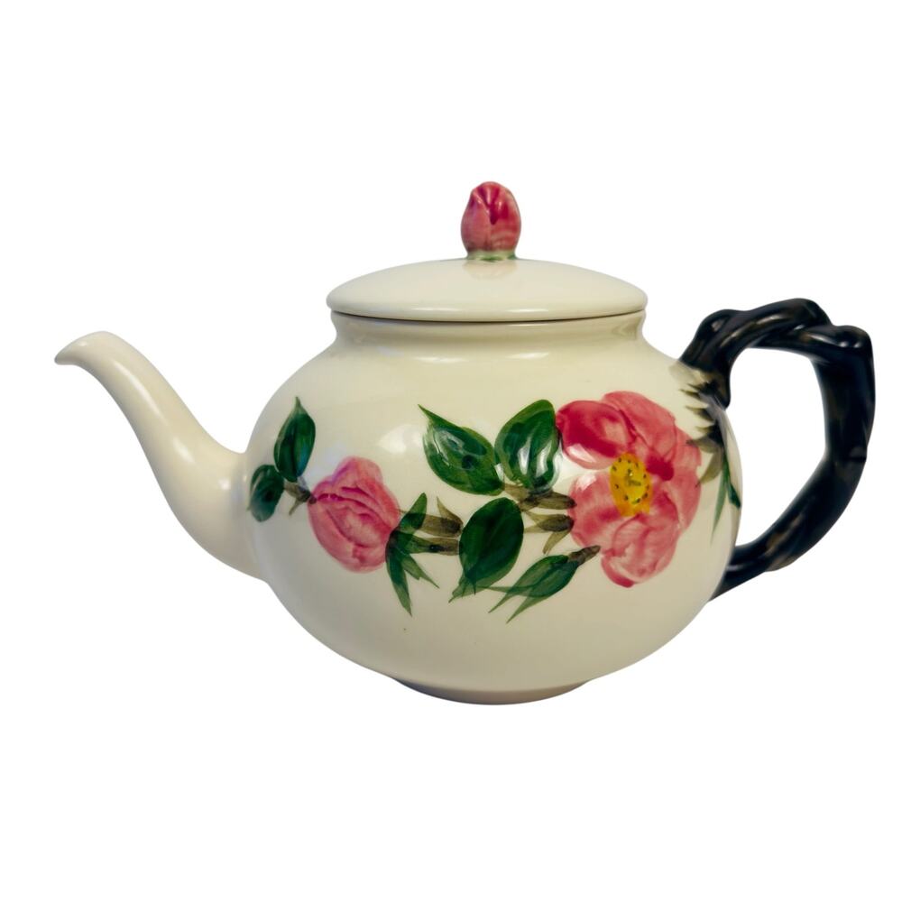 Vtg Franciscan Desert Rose Teapot with Lid Made in USA Hand Painted Earthenware